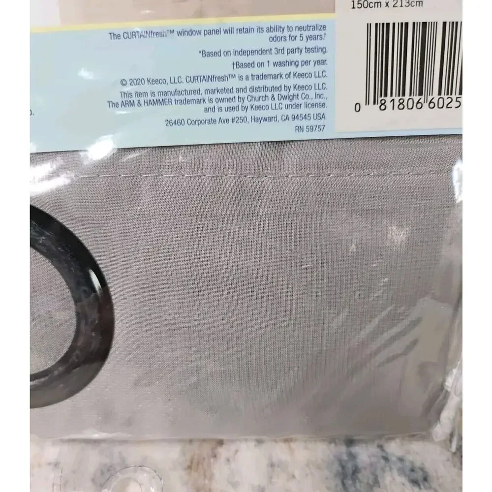 1 Fresh Arm & Hammer Grommet Voile Odor Neutralizing 59 x 84 Panel Grey
